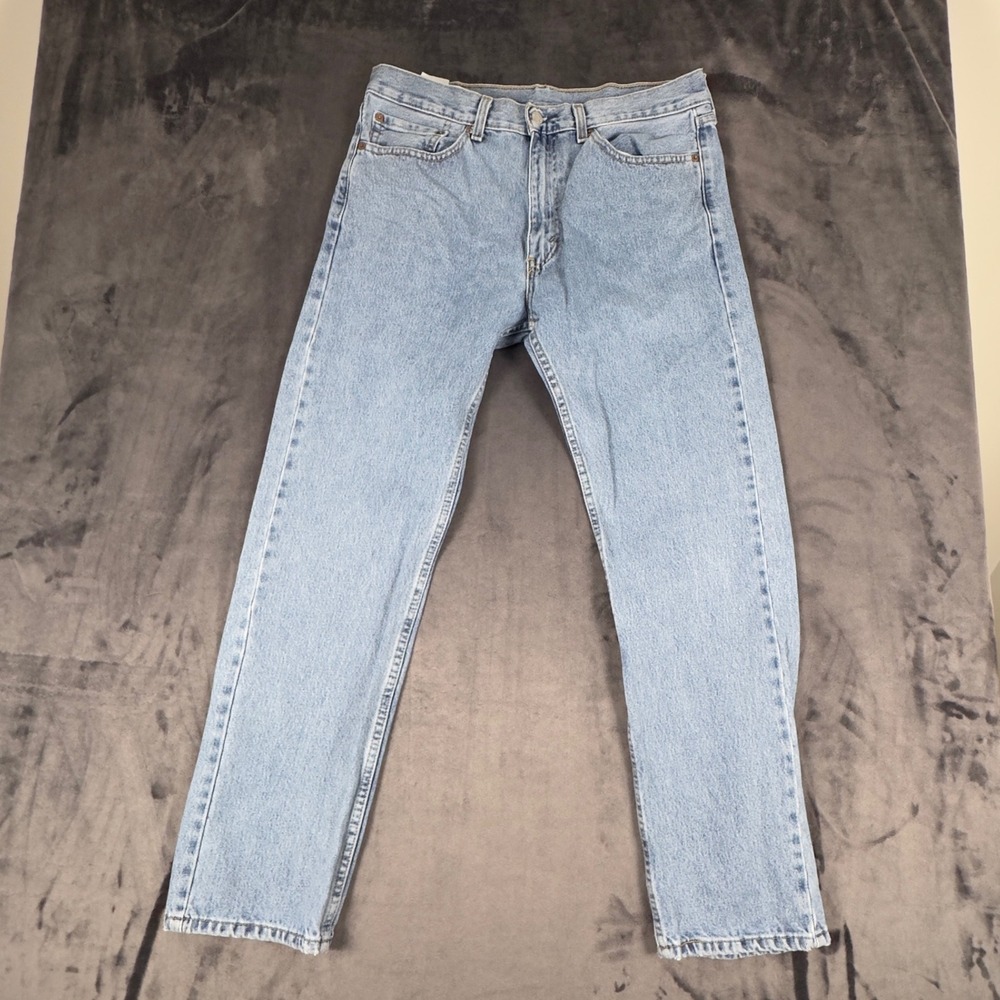 Levis 505 Regular Fit Jeans Mens 35x32 Light Wash Blue Straight Leg 00505-4834